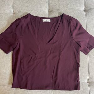 Aritzia Babaton V-Neck Short Sleeve Top in Plum